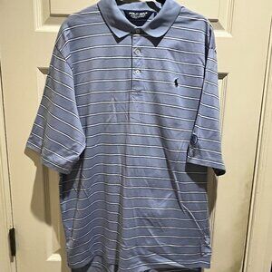 Polo Golf blue n white striped polo shirt Large